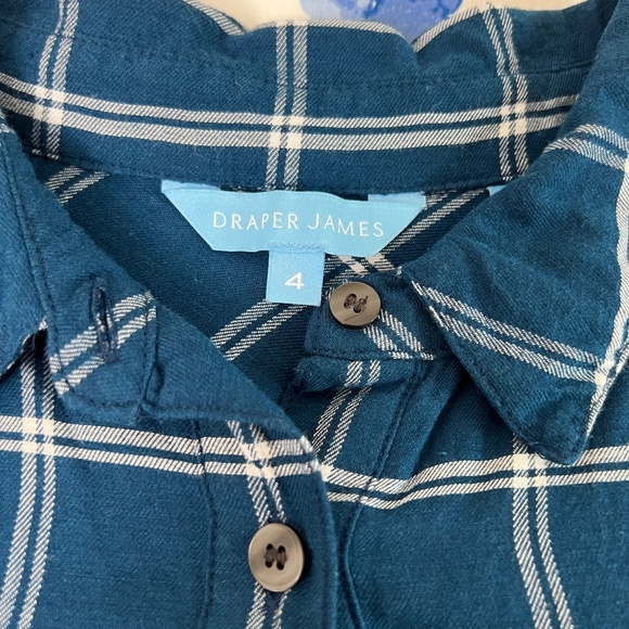 Women's Draper James Blue and White Window Pane Flannel Size 4 - Picture 13 of 14